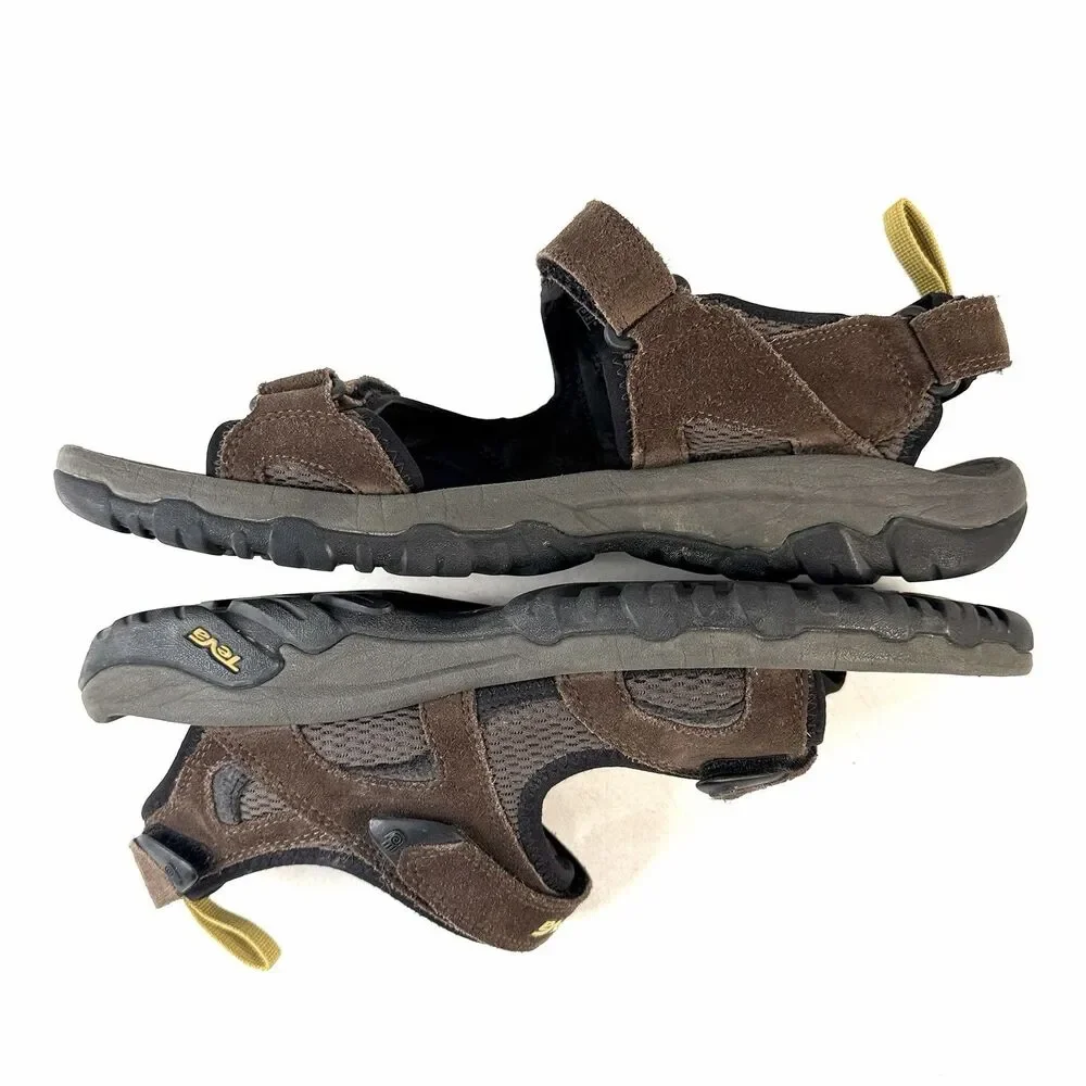 TEVA Katavi 4144 Brown Leather Water Hiking Sport Sandal Adjustable Mens Size 12